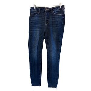 Women's Judy Blue Skinny Fit Cotton Blend Raw Hem Blue Jeans Size 13/31